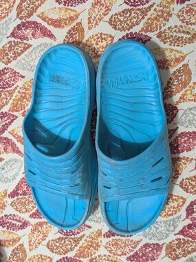 Hoka Unisex Scuba Blue Ora Recovery Slide Slip On Sandals Size 11M/12W